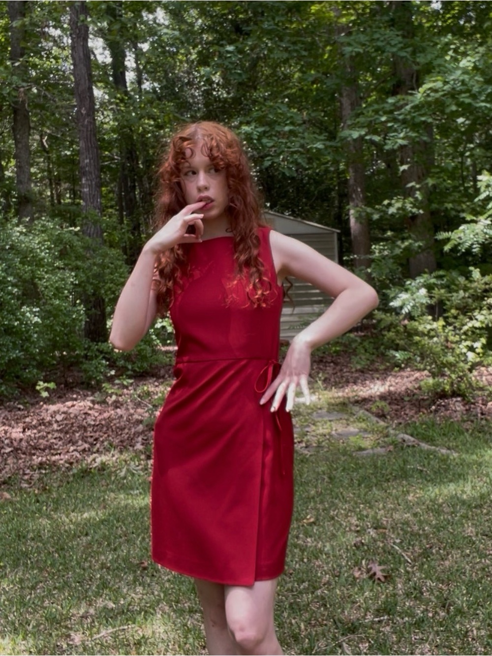 Ann Taylor Red Sleeveless Wrap-Tie Mini Dress